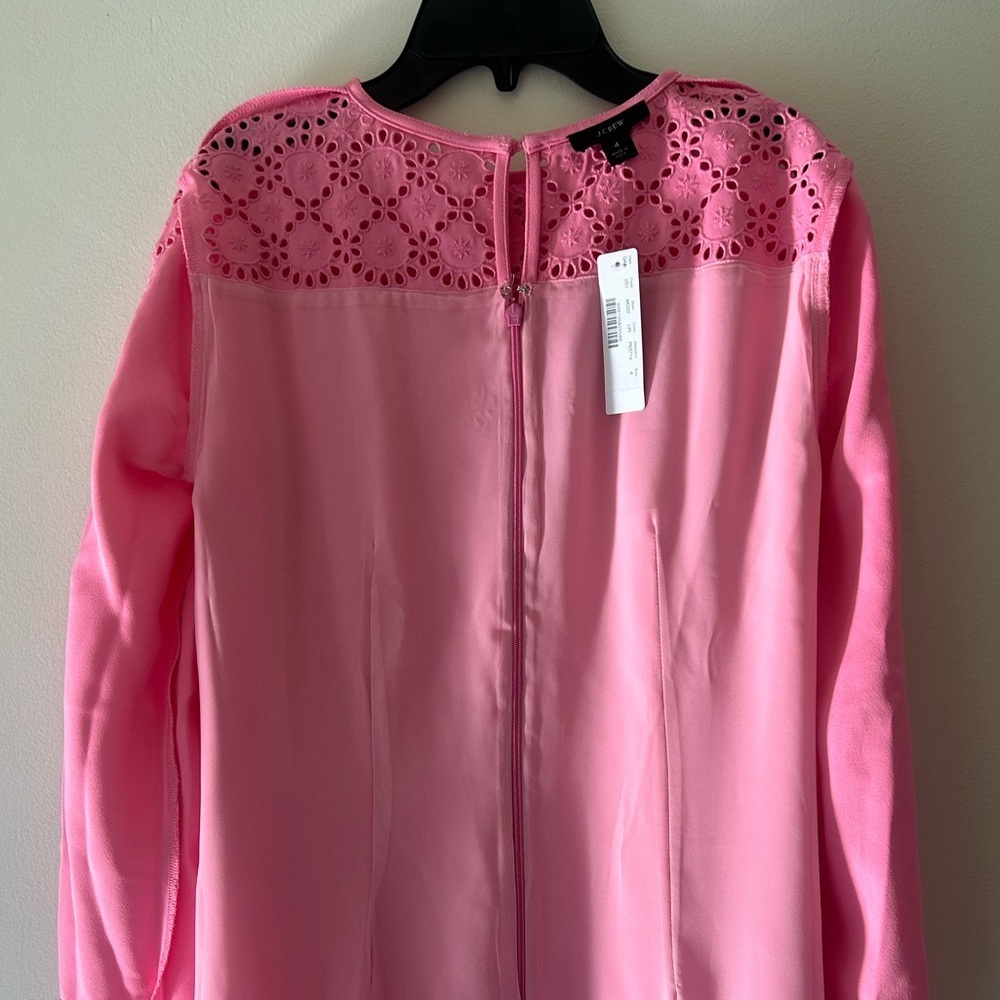 J . Crew Pink Long Sleeve Dress with Lace Detail - Picture 8 of 15